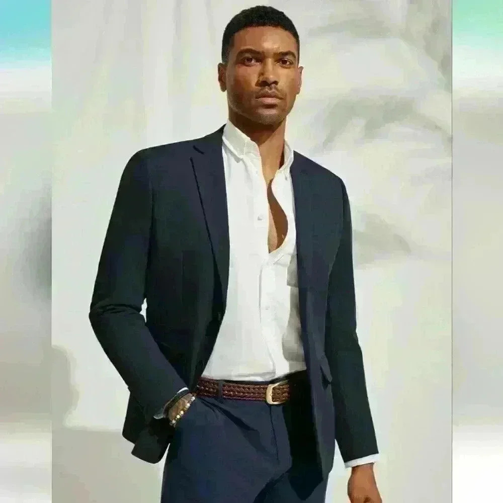 PAUL JONES | Men's  Black Two Button Down Long Sleeved Fitted Sports Blazer